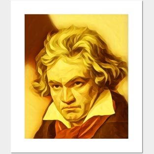 Ludwig van Beethoven Golden Colourful Portrait | Ludwig van Beethoven Artwork 8 Posters and Art